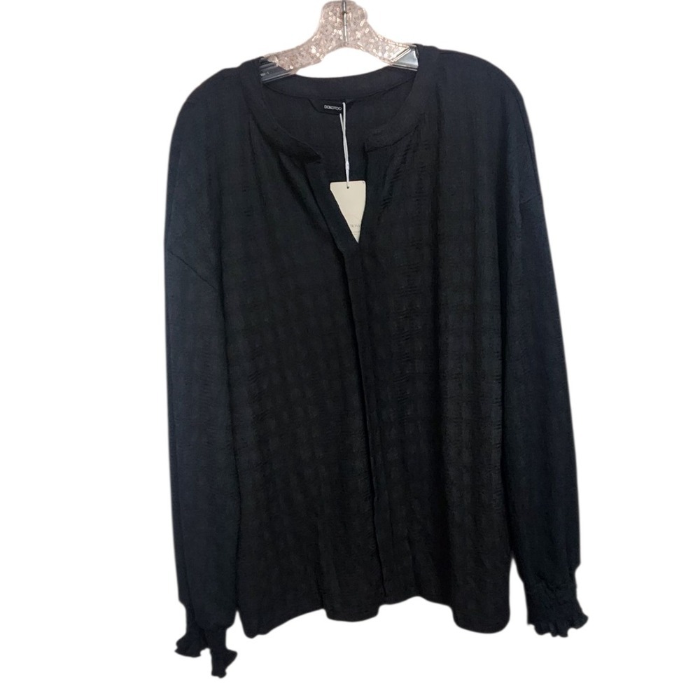DOKOTOO Black Long Sleeve Blouse Top‎ Women's Size XL New with Tags